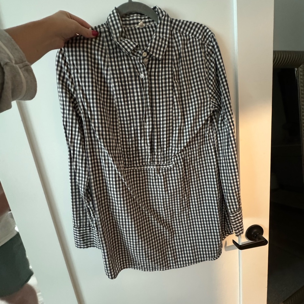 J. Crew Black and White Gingham Button Down Shirt
